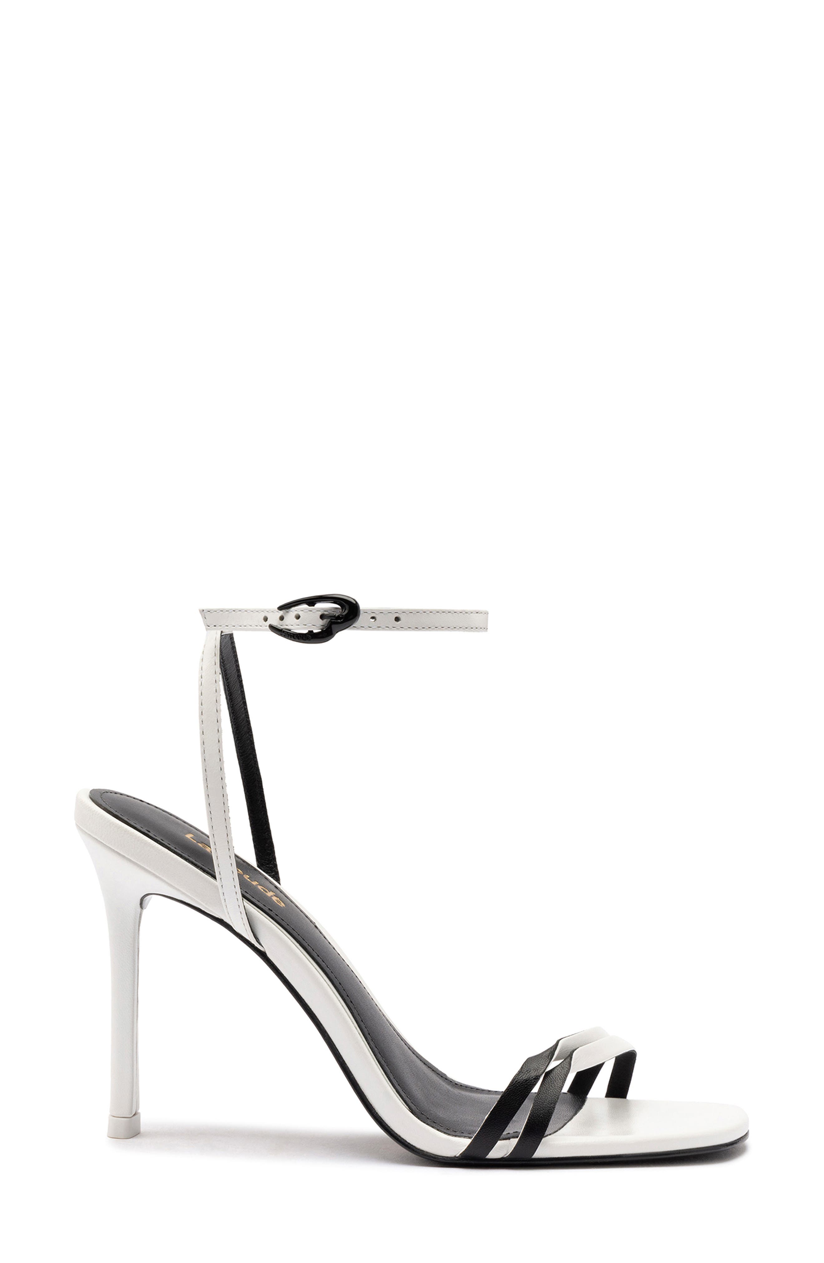 Larroudé Vesper Ankle Strap Sandal, Alternate, color, White Leather