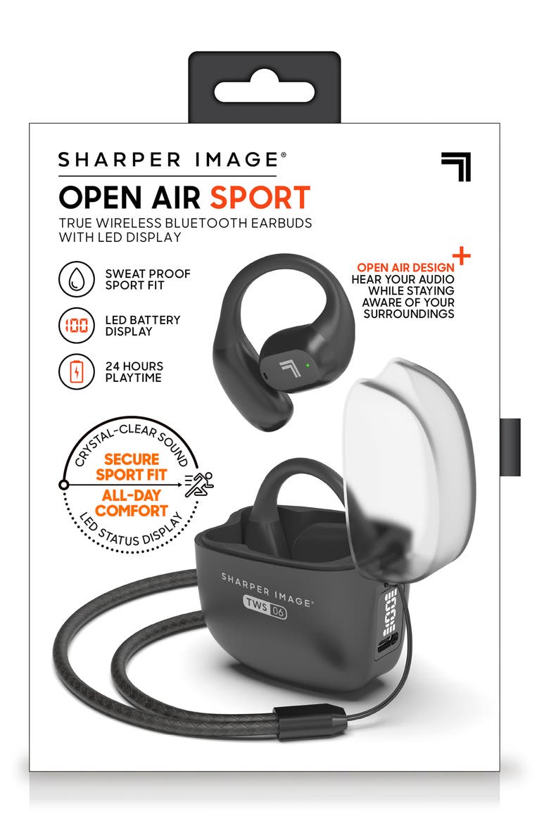 Open Air Sport True Wireless Bluetooth Earbuds with LED Display, Alternate, color, BLACK