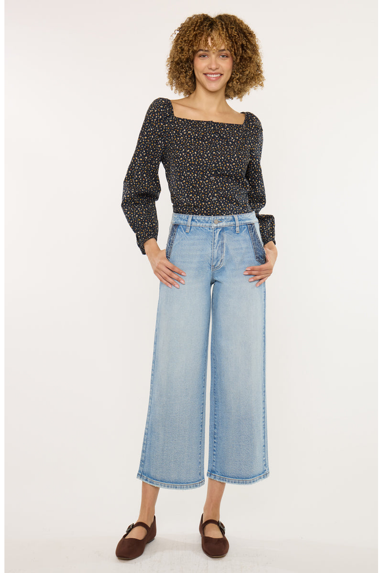 Lorinne High Rise Crop Wide Leg Jeans, Main, color, Medium Wash