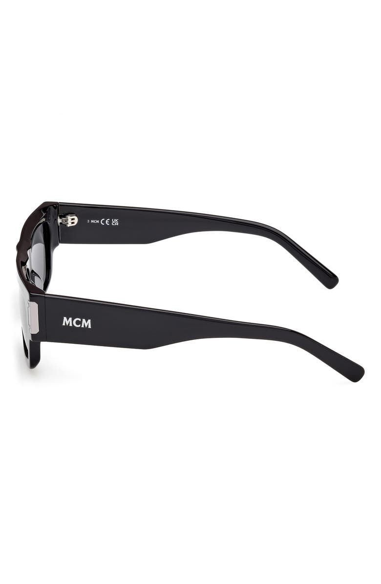MCM 54mm Polarized Rectangular Sunglasses, Alternate, color, Shiny Black / Smoke
