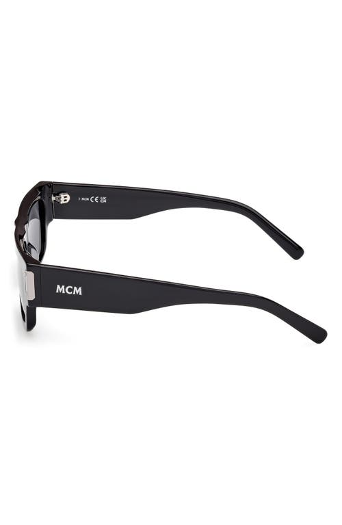 Mcm 54mm Polarized Rectangular Sunglasses In Shiny Black/smoke