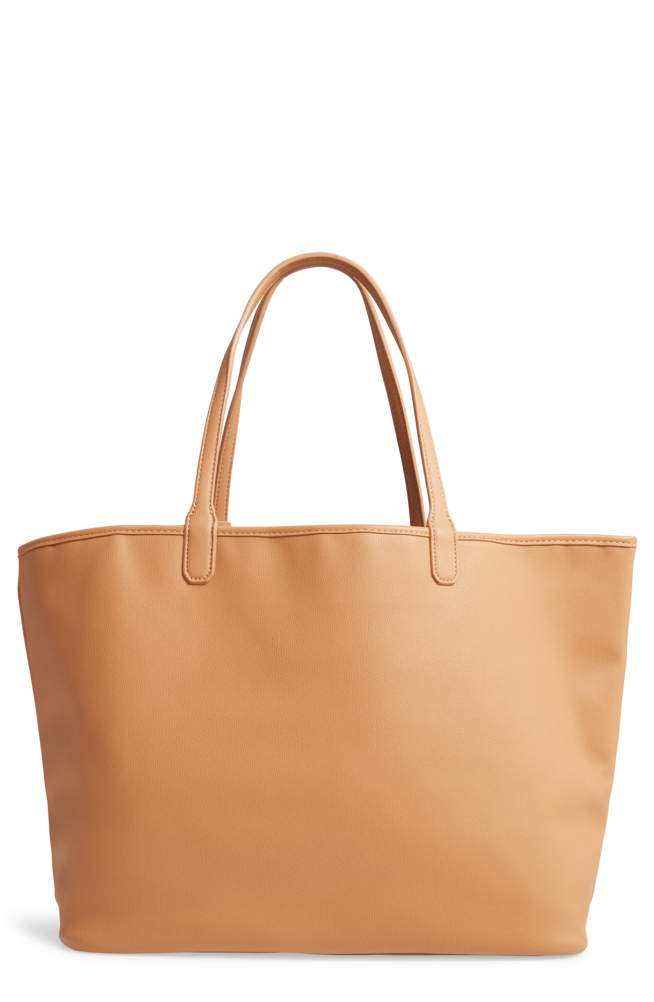 Tina Leopard Print & Vegan Leather Reversible Tote, Main, color, CAMEL