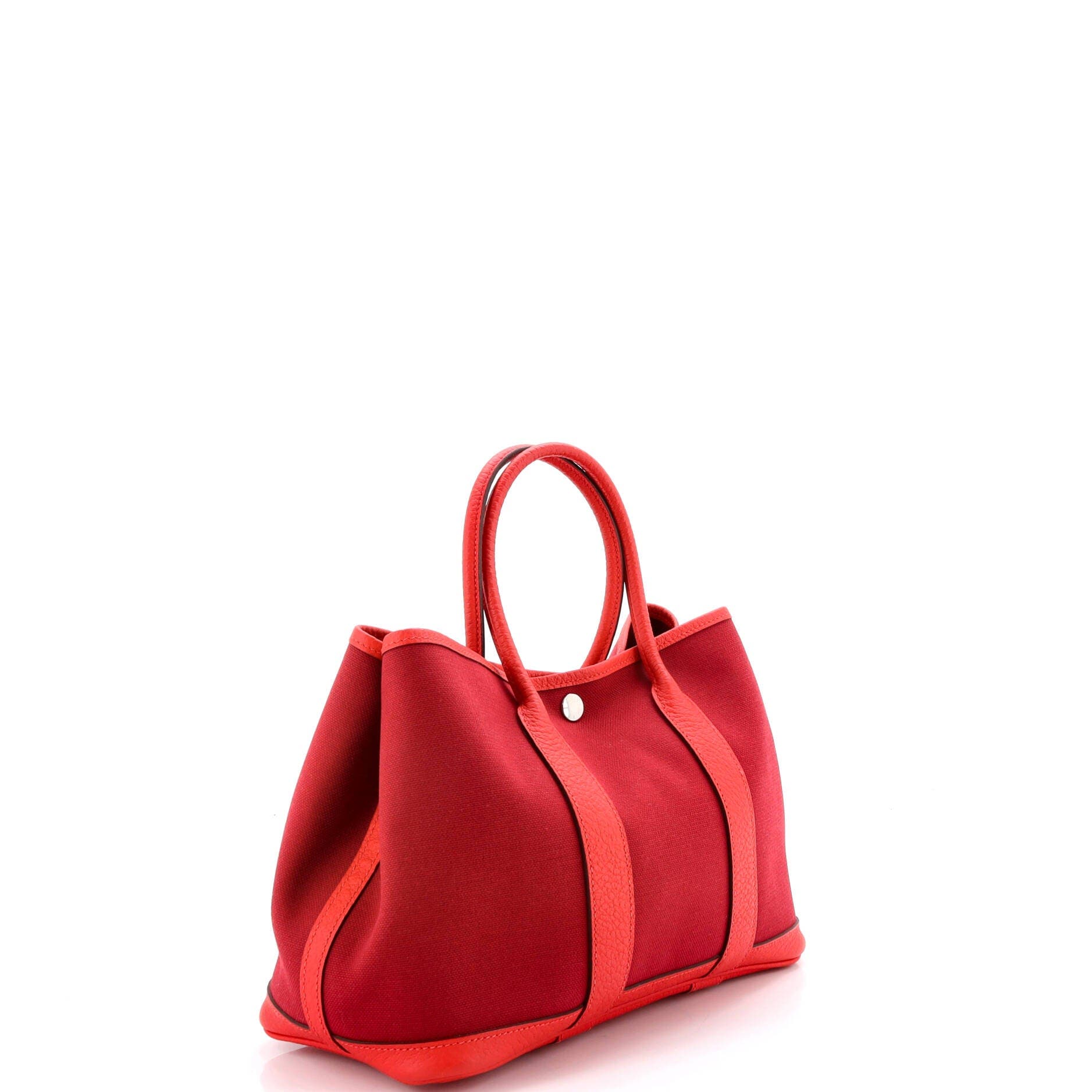 Pre-Owned Hermes Garden Party Tote Toile and Leather 30, Alternate, color, Rouge Grenat