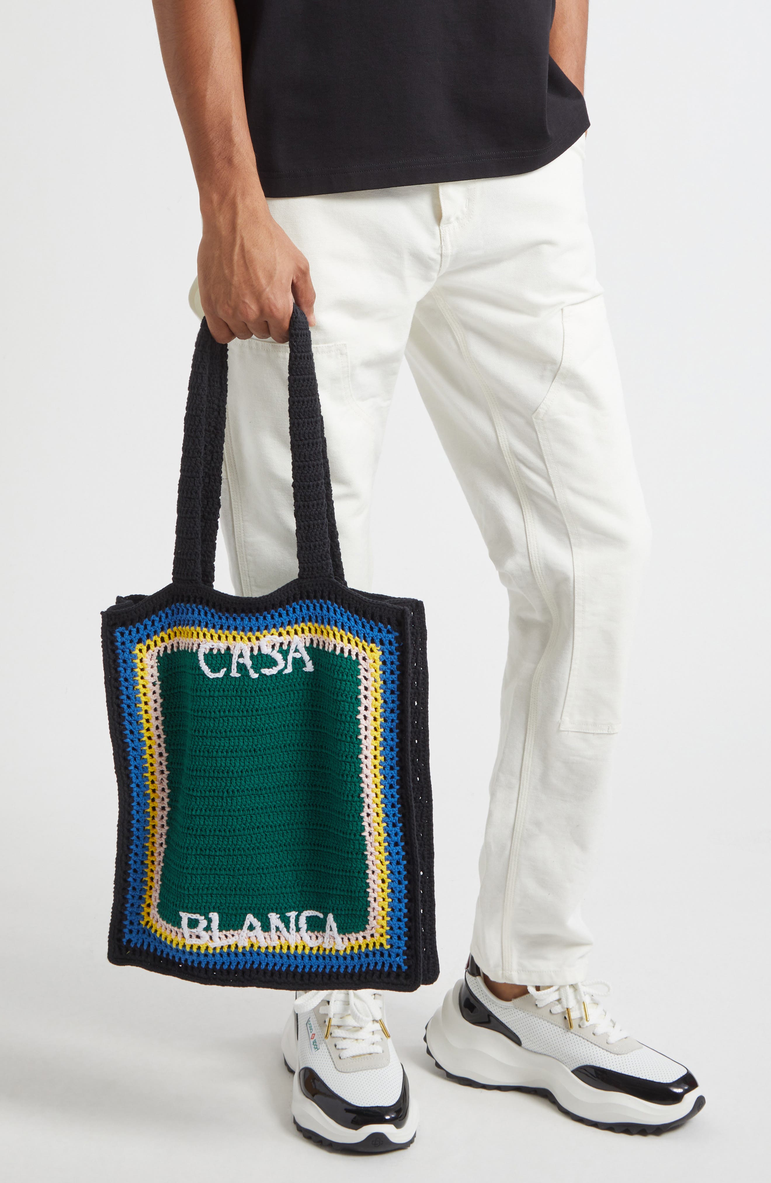 Casablanca Crochet Tennis Bag Tote, Alternate, color, 