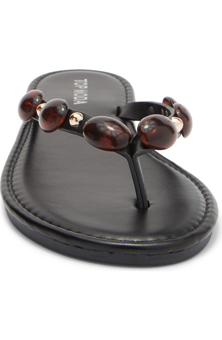 TOP MODA Aria Studded Flip Flop, Alternate, color, Black Pu