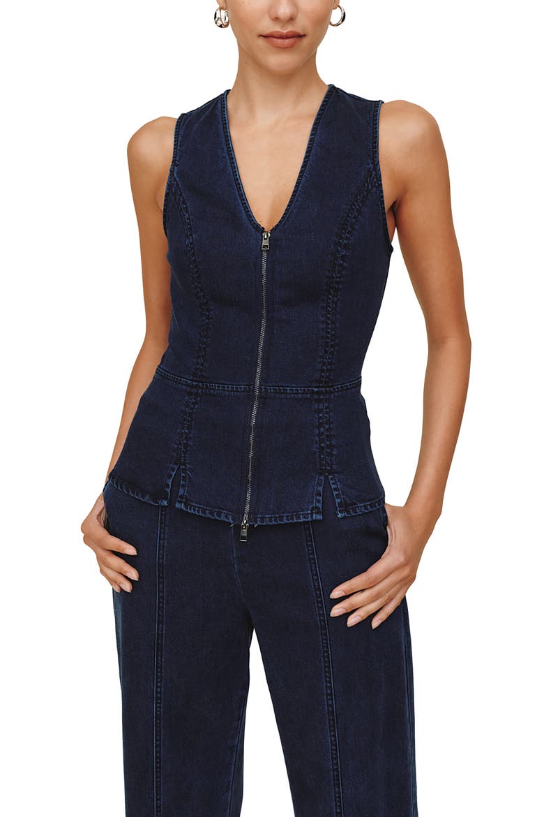 Seamed Zip Vest, Main, color, MIDNIGHT ARTIC WASH