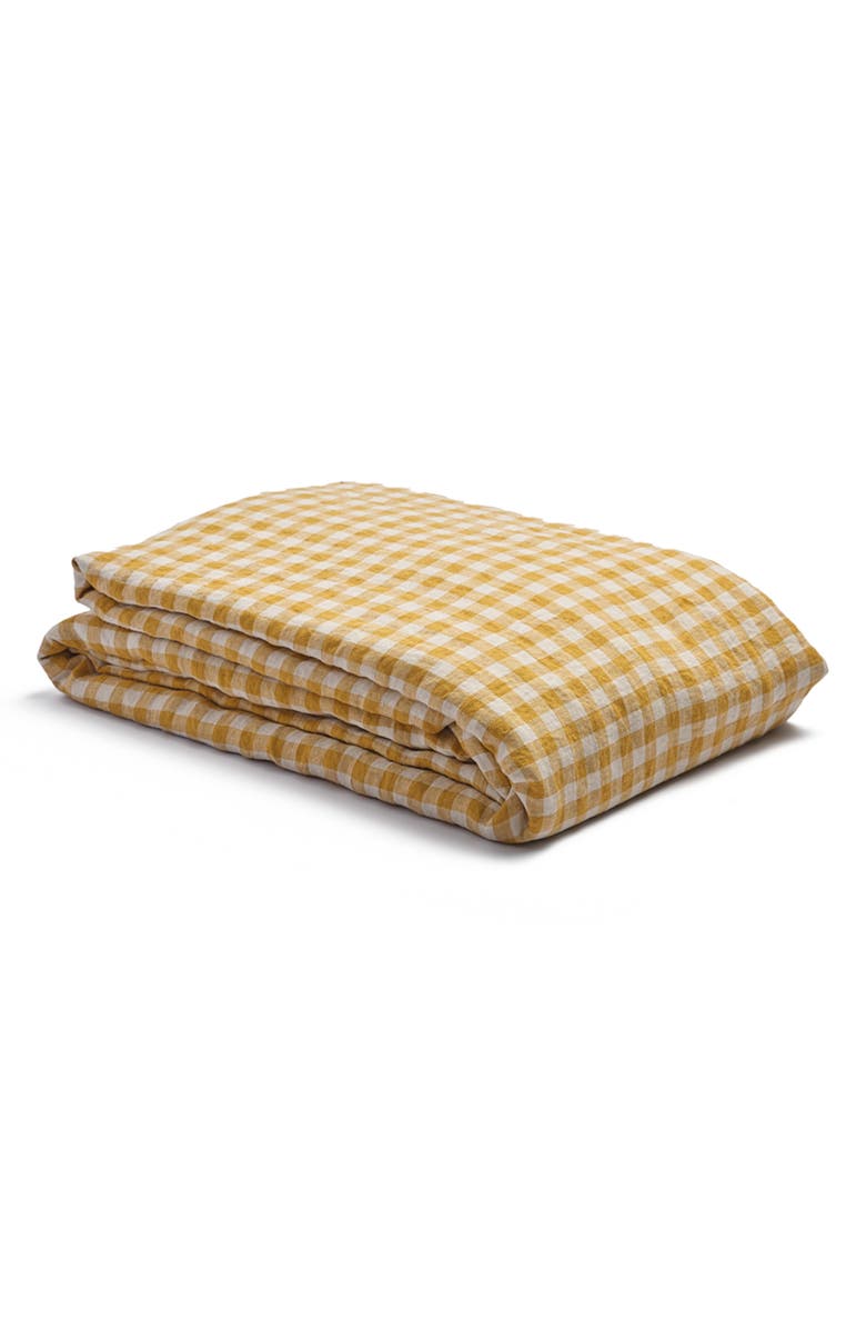 PIGLET IN BED Gingham Linen Duvet Cover, Main, color,