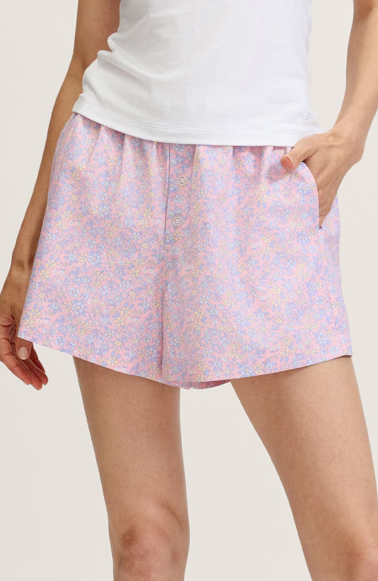 Petite Plume Cotton Pajama Shorts, Main, color, Pink
