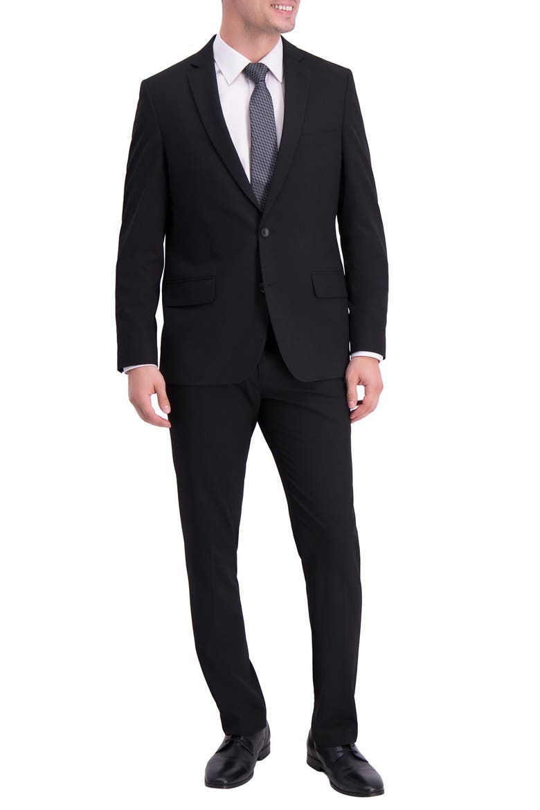 Sharkskin Two Button Notch Lapel Stretch Slim Fit Suit Separates Jacket, Alternate, color, BLACK