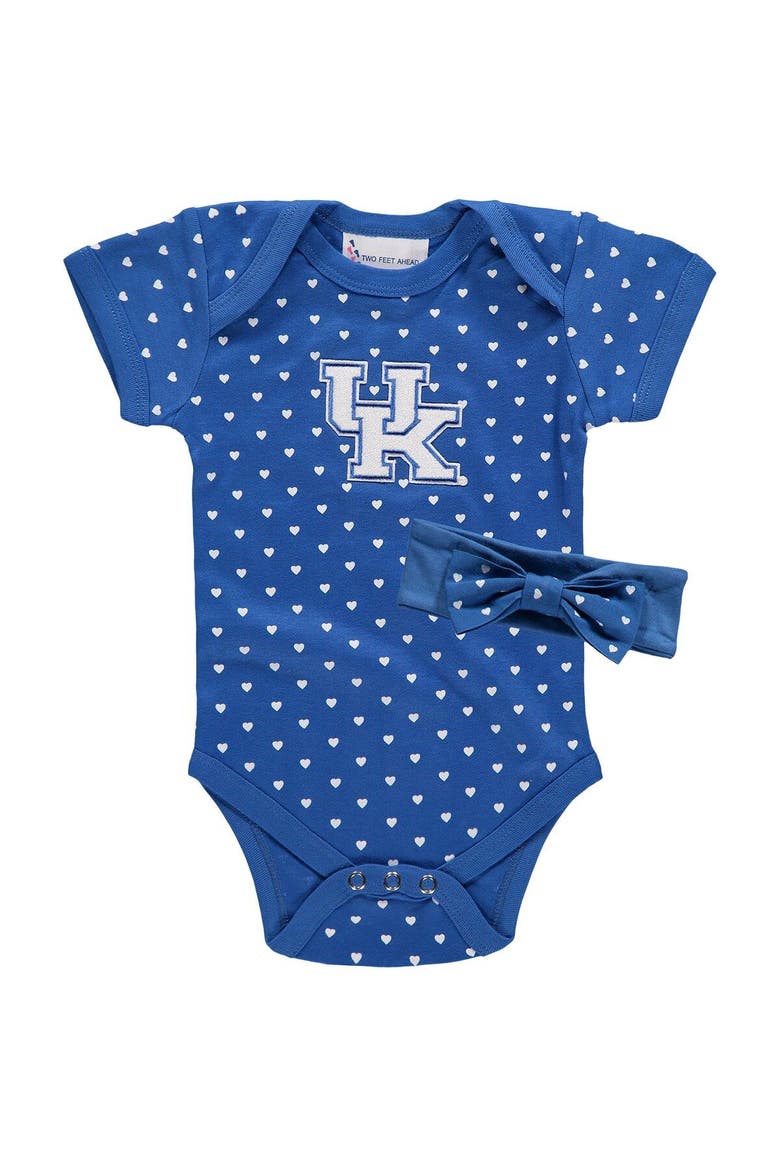 Girls Newborn & Infant Royal Kentucky Wildcats Hearts Bodysuit and Headband Set, Main, color, Royal