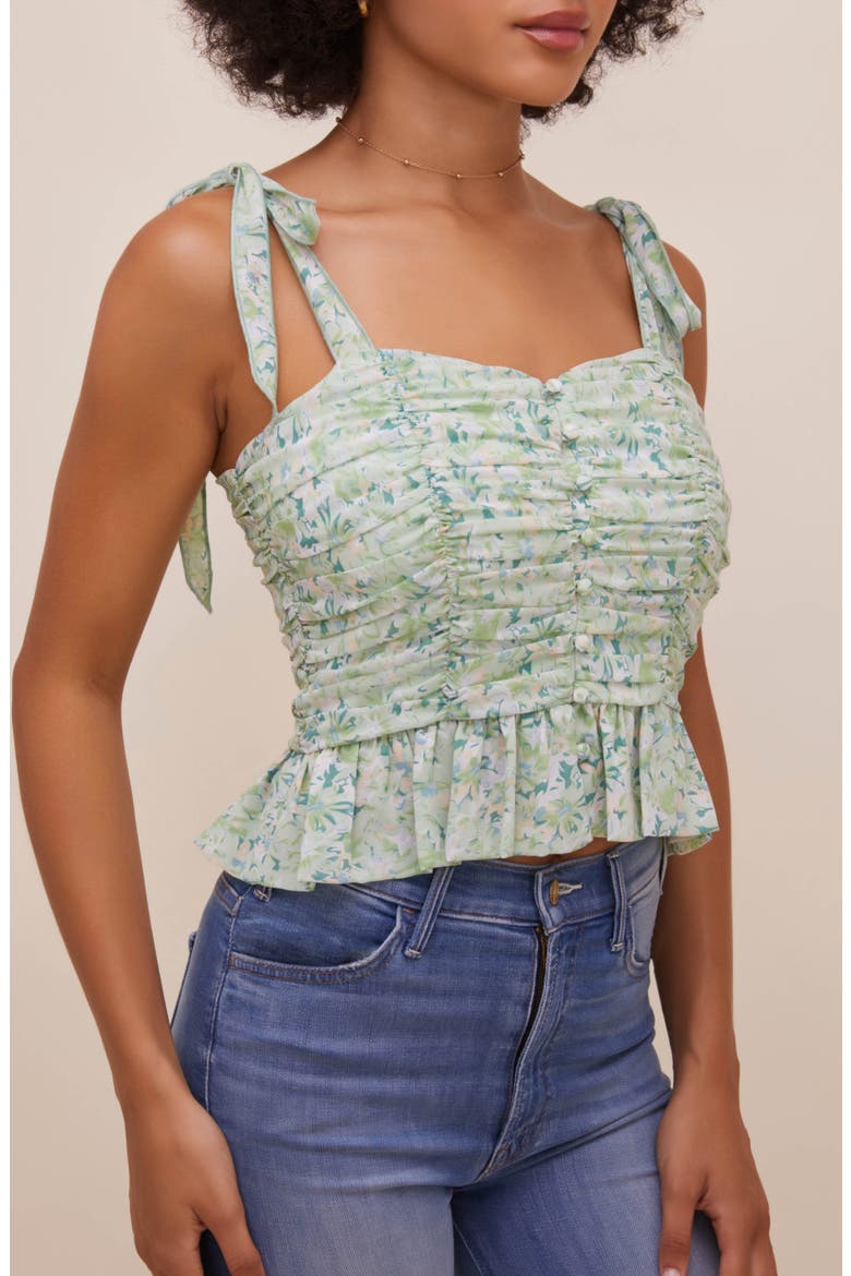 Tie Shoulder Peplum Crop Tank, Alternate, color, GREEN WHITE FLORAL