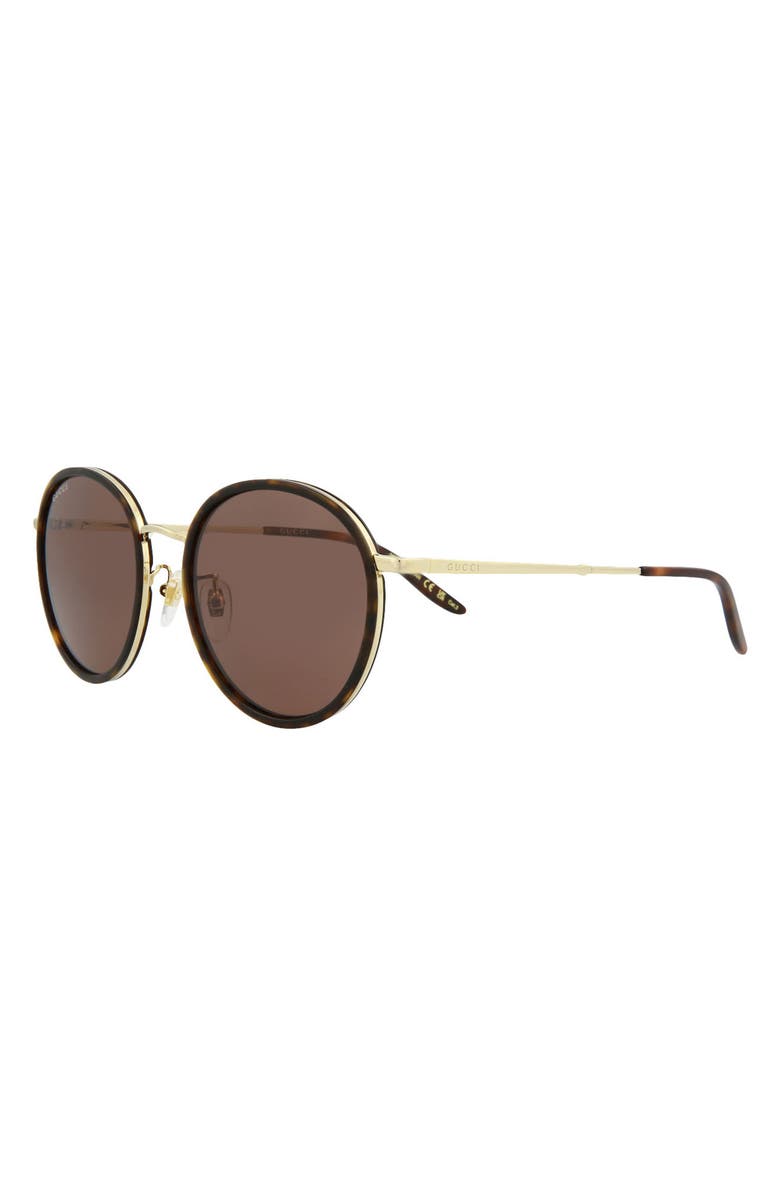 Gucci 55mm Round Sunglasses, Alternate, color, Havana Gold Brown