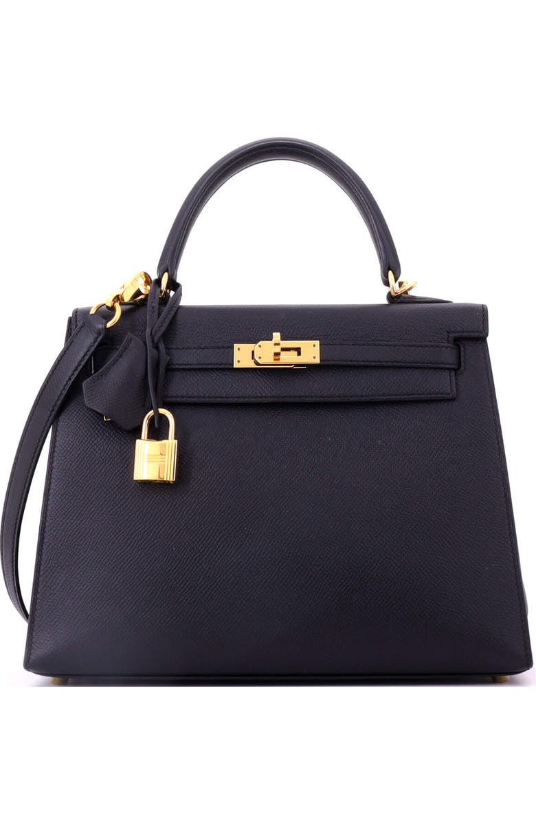 Pre-Owned Hermes Kelly Handbag Black Epsom with Gold Hardware 25, Main, color, Noir