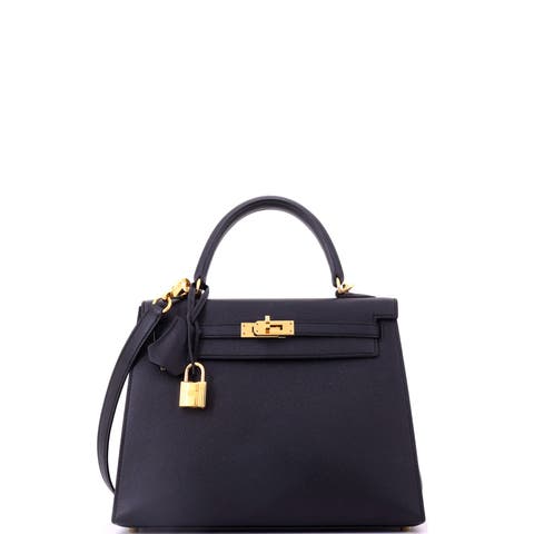 Kelly Handbag Black Epsom with Gold Hardware 25