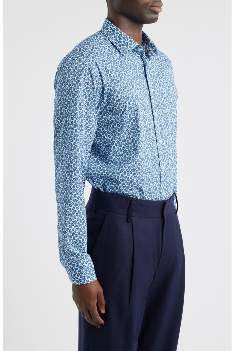 Roma Paisley Cotton Stretch Poplin Dress Shirt, Alternate, color, STAMPA F.DO BIANCO