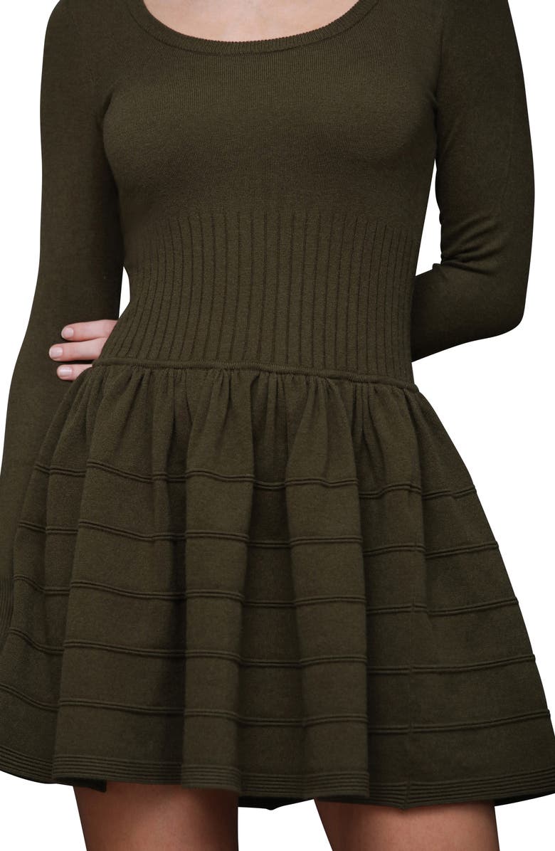Avec Les Filles Long Sleeve Mini Sweater Dress, Alternate, color, Olive