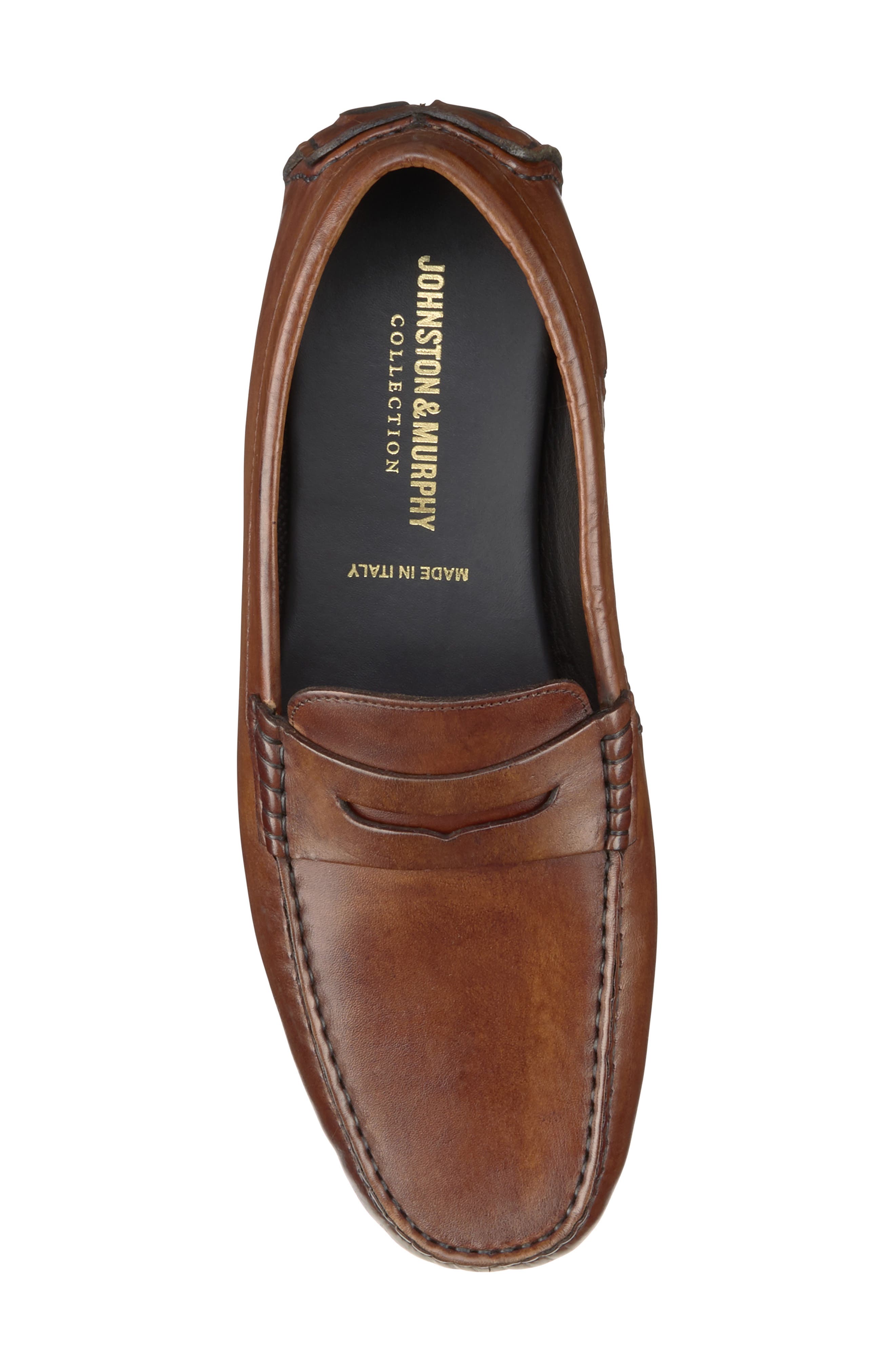 Johnston & Murphy Dayton Driving Penny Loafer, Alternate, color, Brown Italian Calfskin