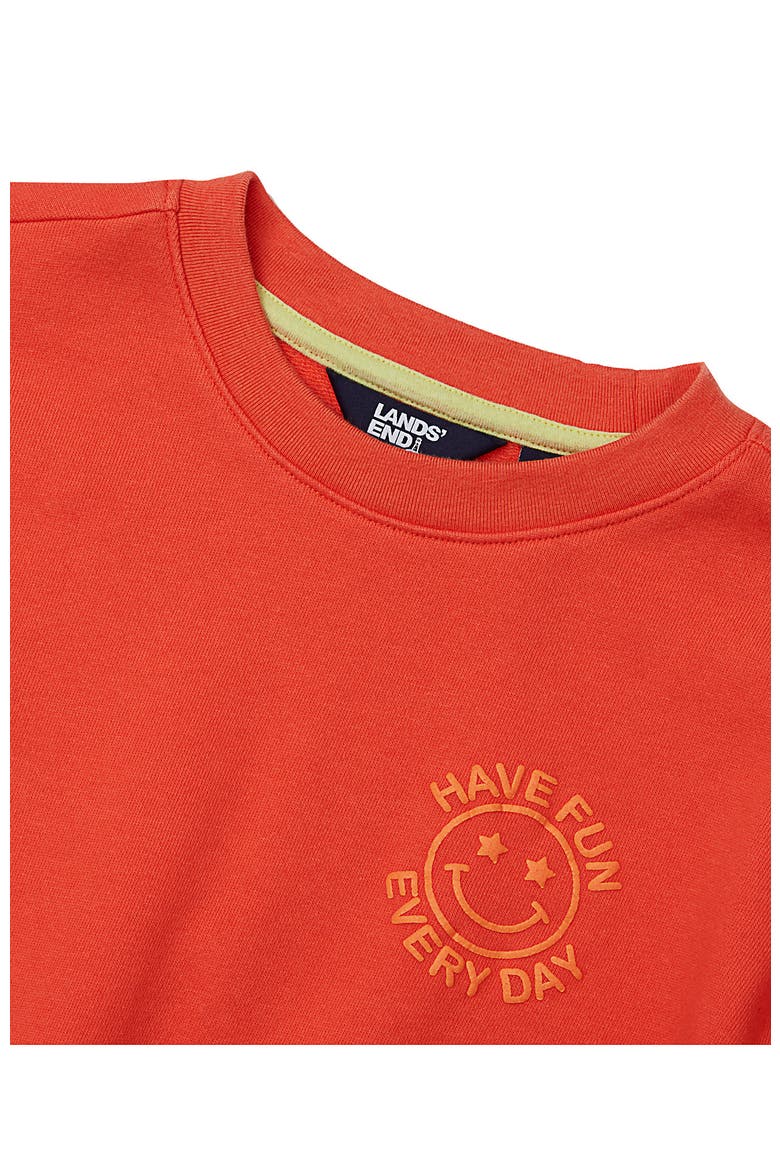 Boys French Terry Crewneck Sweatshirt, Alternate, color, Happy Face/Bright Orange