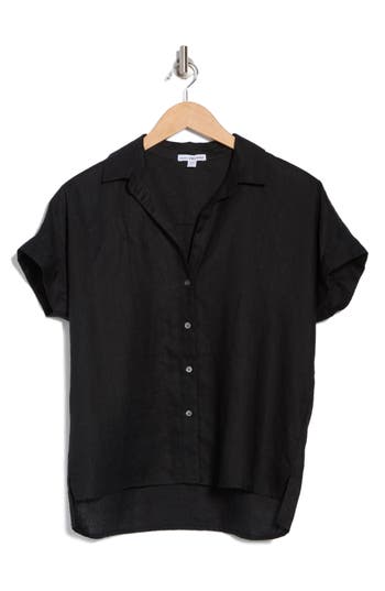 JAMES PERSE JAMES PERSE SHORT SLEEVE LINEN BUTTON-UP SHIRT