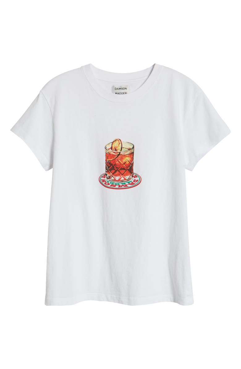 Damson Madder Negroni Shrunken Organic Cotton Graphic T-Shirt, Alternate, color, White