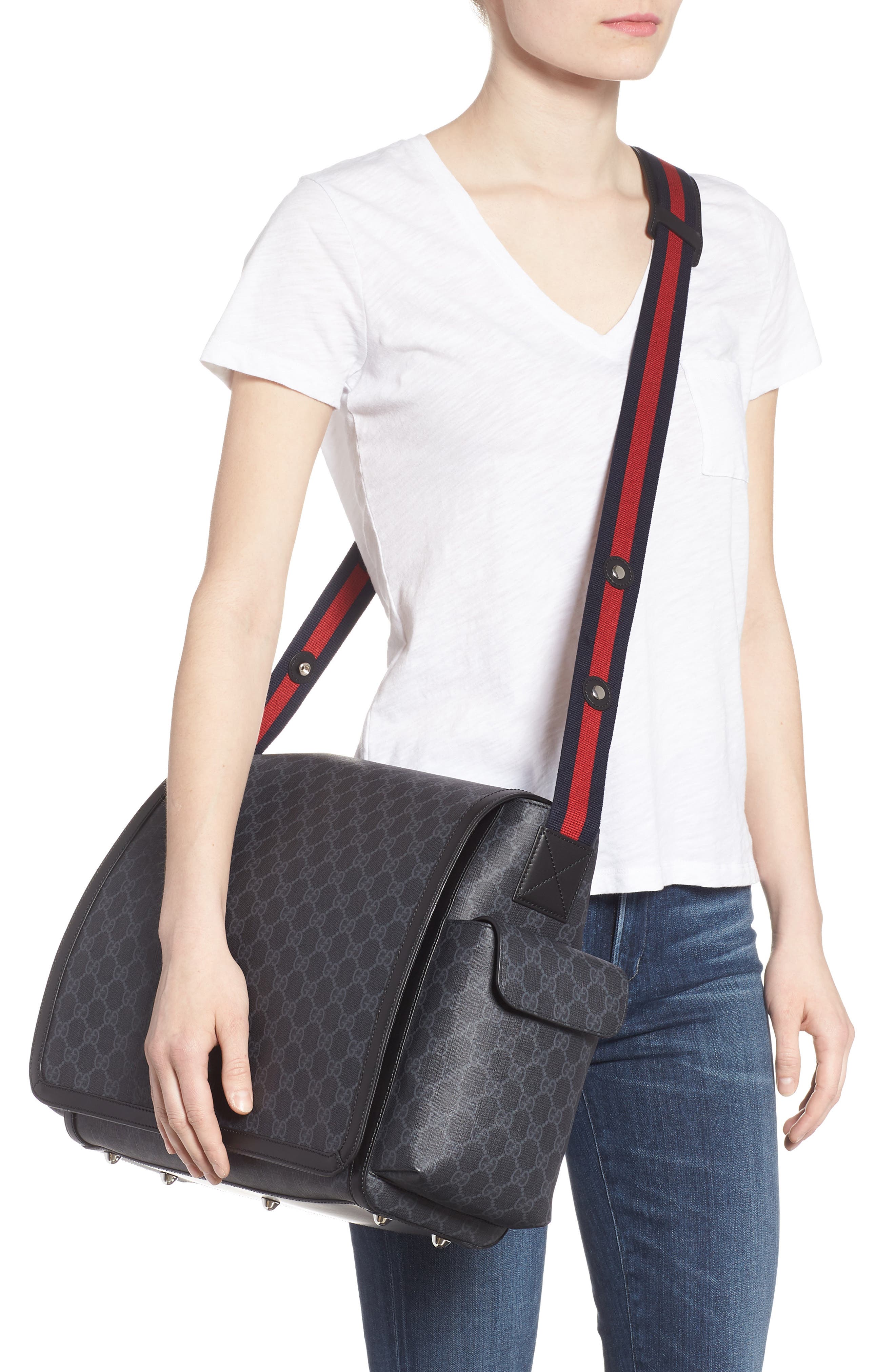 Gucci GG Supreme Canvas Diaper Bag, Alternate, color, 