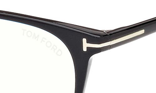 Tom Ford 52mm Round Blue Light Blocking Optical Glasses In Black Eco/t Logo