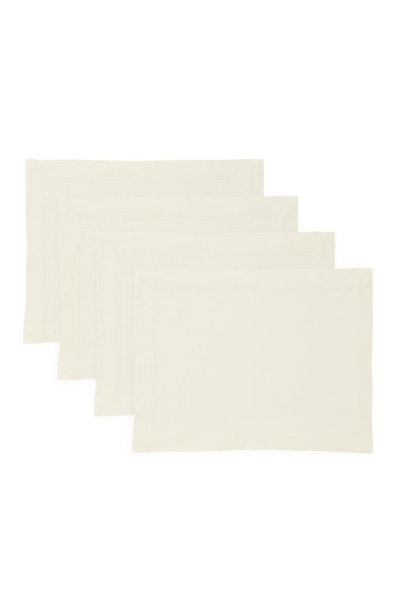 Solino Home Linen Placemats Set of 4, 14 x 19 Inch for Dining Table, Holiday and Everyday Table Decor - Sonoma, Main, color, Ivory