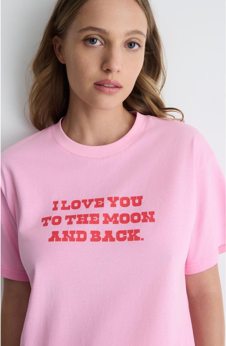 Romy Love You To The Moon Back Tee, Alternate, color, Pink Print