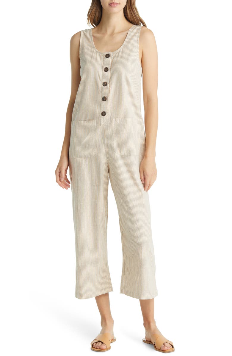 Marine Layer Sydney Beach Stripe Hemp Blend Jumpsuit, Main, color,