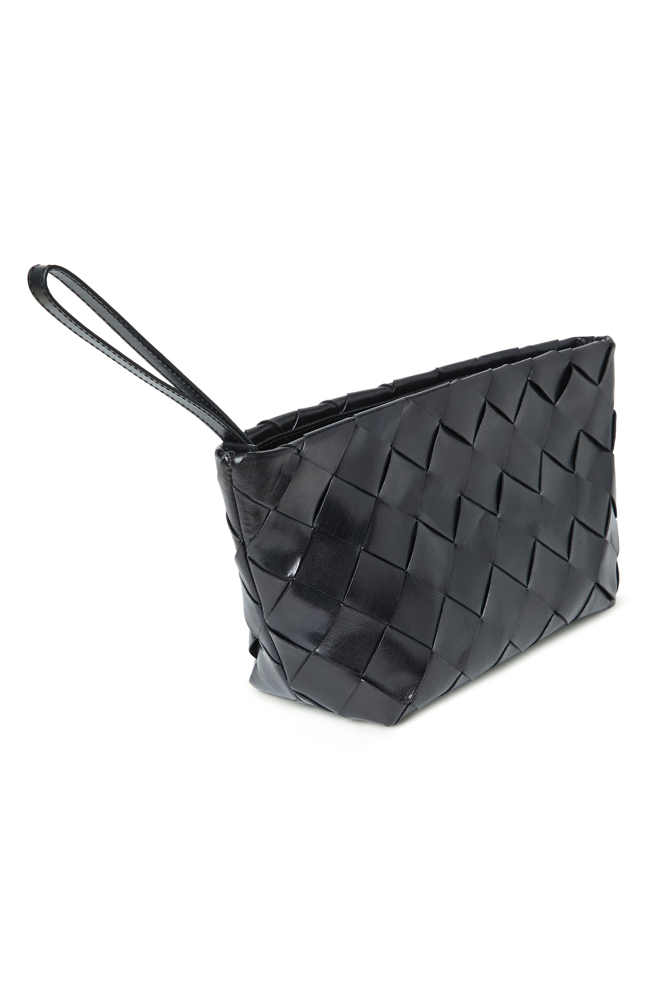 Loeffler Randall Melina Woven Leather Clutch, Alternate, color, Black
