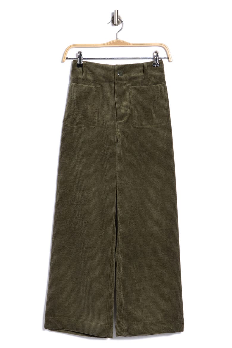 Wide Leg Cropped Corduroy Pants, Main, color, TARRAGON GREEN