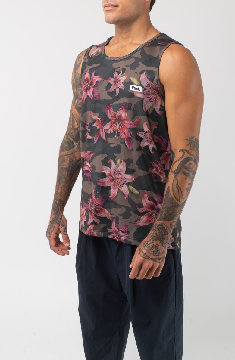 VAST Aqua Terra Floral Blend Camo Performance Tank, Alternate, color, Camo