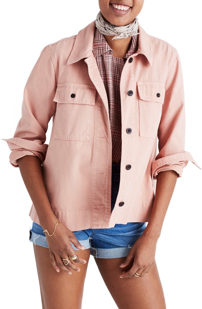 Madewell Northward Crop Army Jacket, Main, color, 