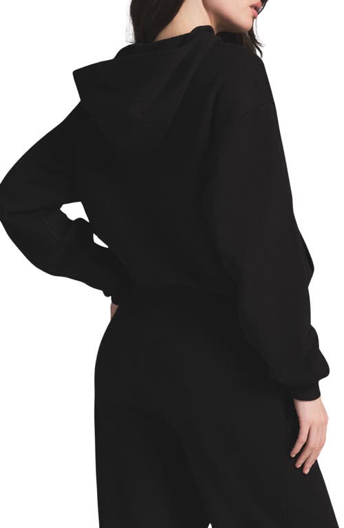Skims Cotton Fleece Full Zip Hoodie In Onyx