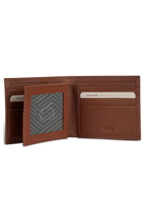 Champs Onyx Id Flap Leather Bifold Wallet In Brown