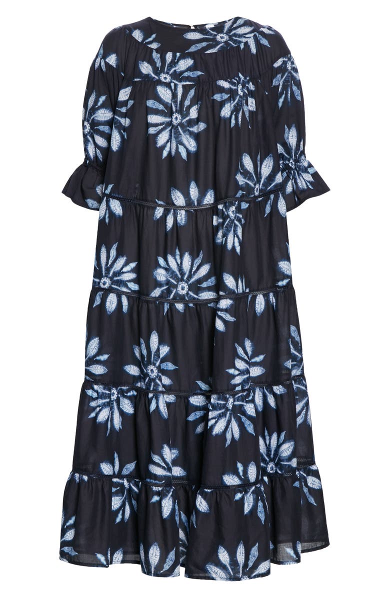 Merlette Paradis Tiered Puff Sleeve Cotton Dress, Alternate, color, 