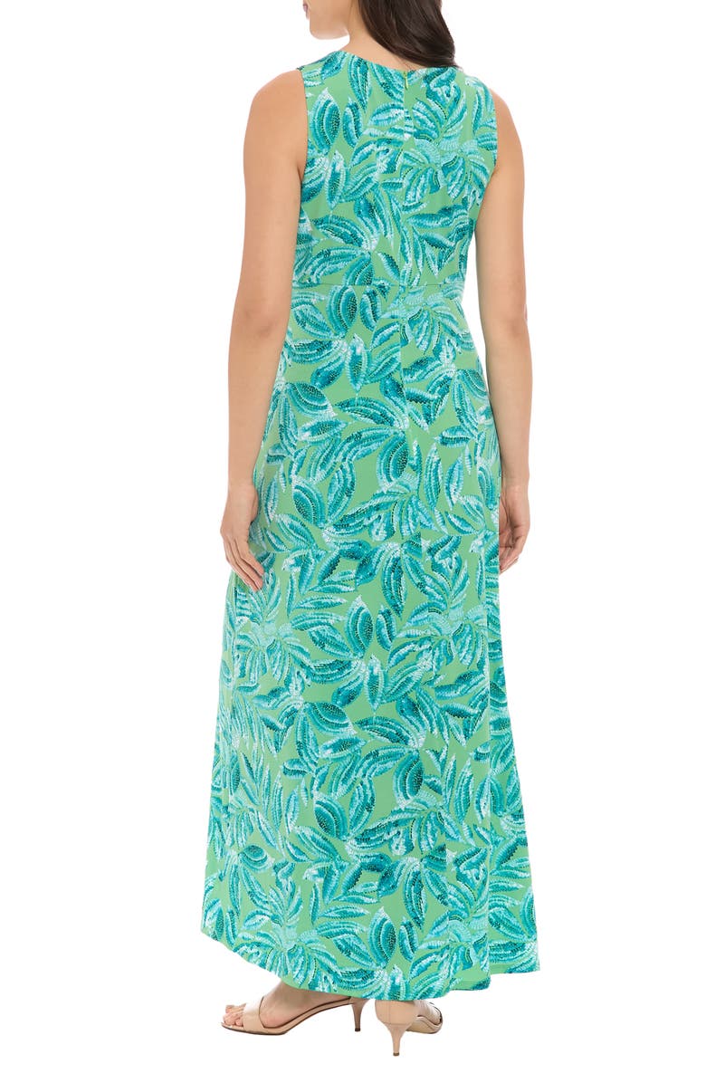 London Times Floral Keyhole Maxi Dress, Alternate, color, Green Aqua