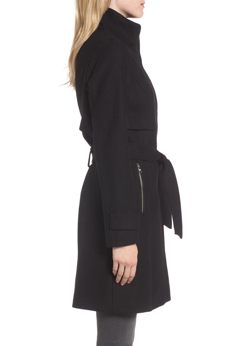 Flange Belted Coat, Alternate, color, BLACK