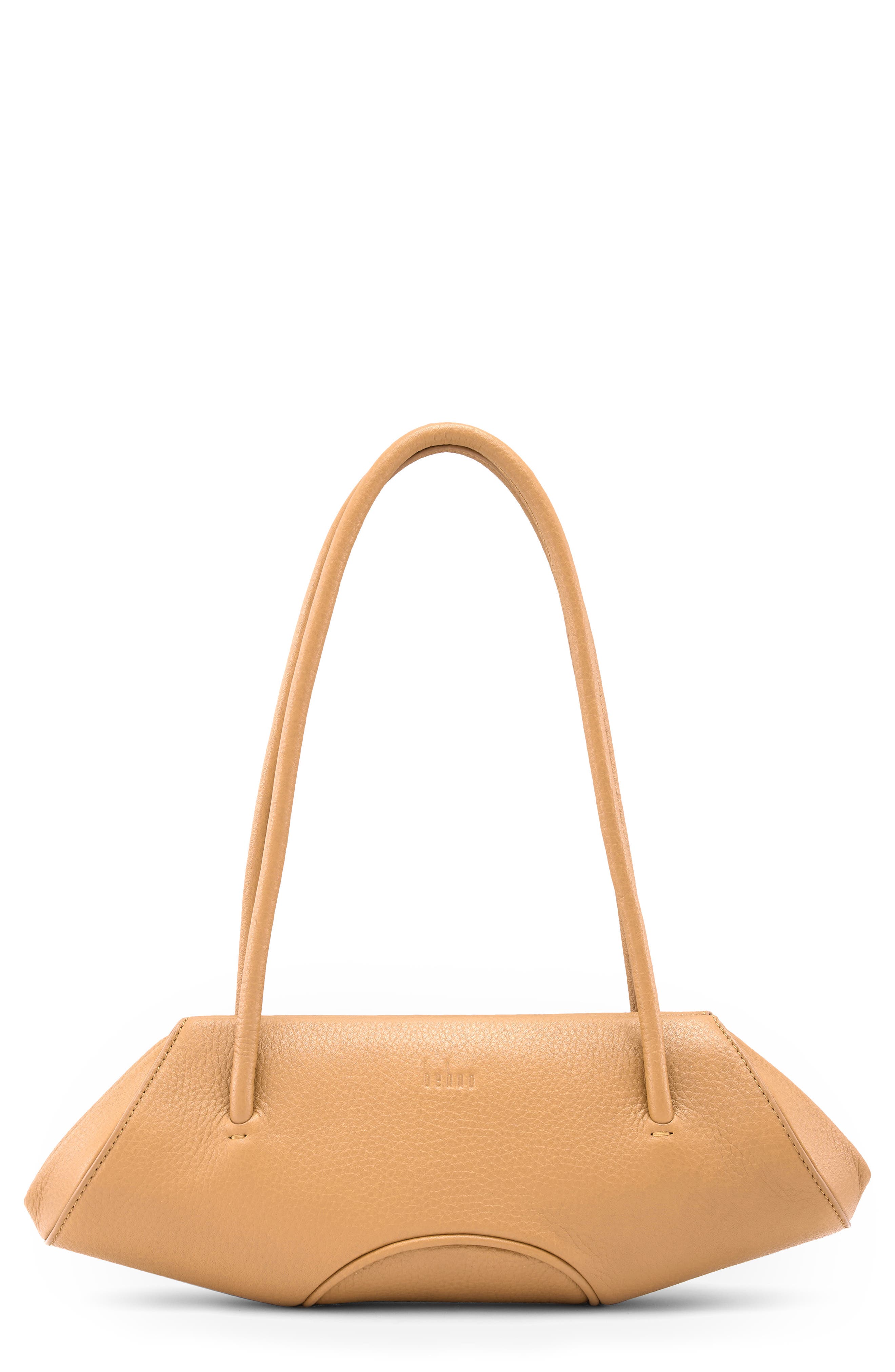 behno Mini Elizabeth Baguette Pebble Leather Shoulder Bag, Main, color, Peach