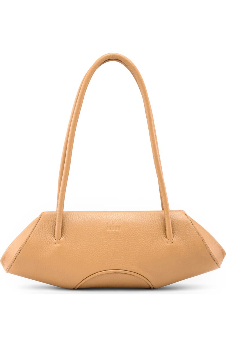 behno Mini Elizabeth Baguette Pebble Leather Shoulder Bag, Main, color, Peach