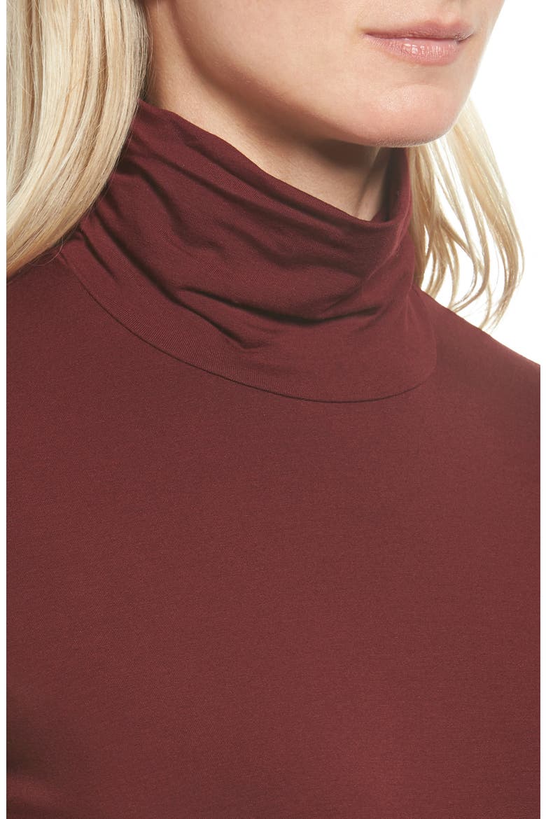 Scrunch Neck Jersey Top, Alternate, color, CLARET