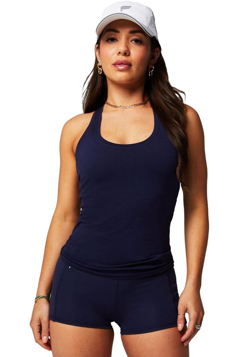 Women's Feather Tech+ Racerback Tank, Main, color, Deep Navy