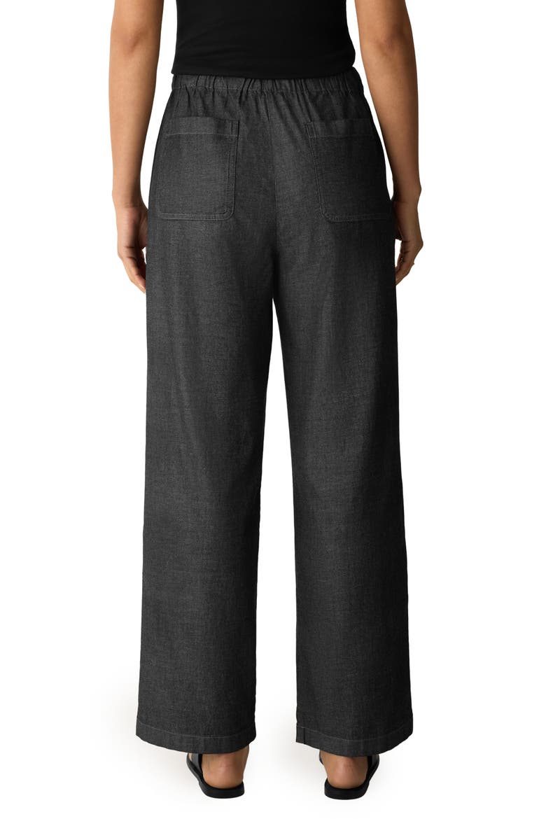 Organic Cotton Twill Straight Leg Drawstring Pants, Alternate, color, BLACK