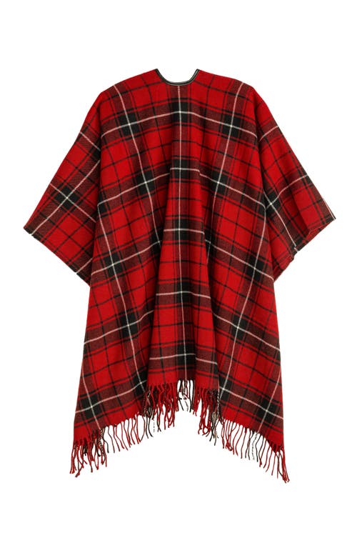 Lauren Ralplh Lauren Plaid Ruana With Fringe In Red