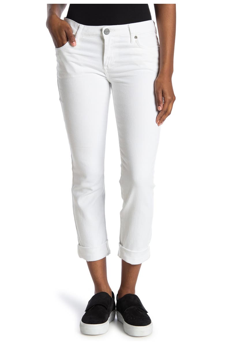 KUT from the Kloth Katy Roll Cuff Boyfriend Jeans, Main, color, Optic White