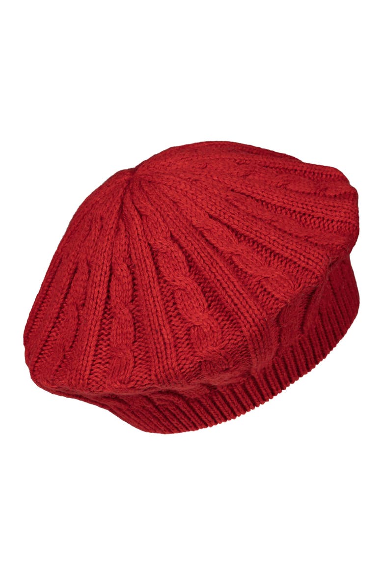 core cable knit beret, Alternate, color, ralph red