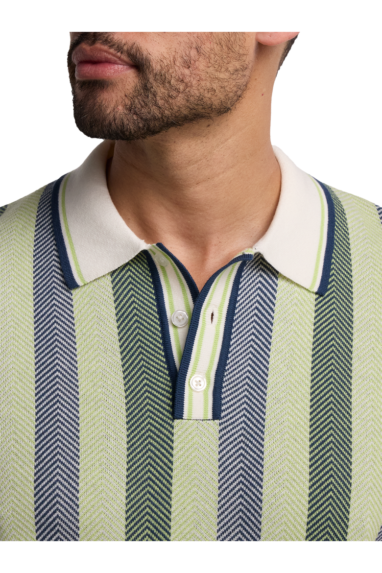 Cotton Three Button Polo, Alternate, color, Green Multi