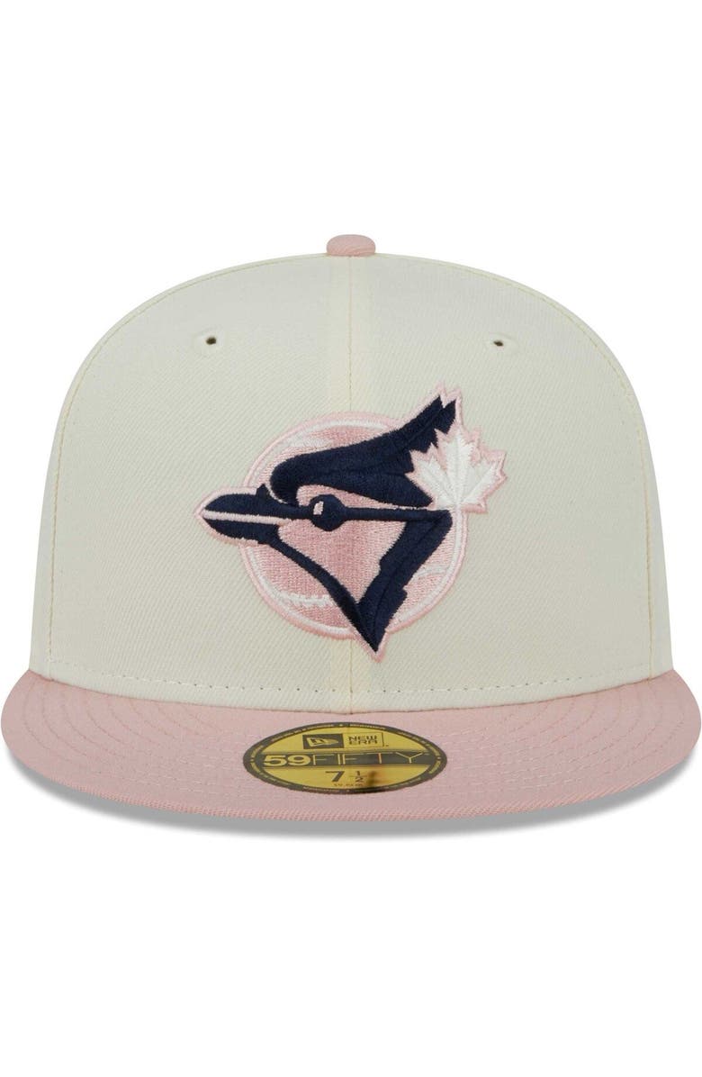 New Era Men's New Era White/Pink Toronto Blue Jays Chrome Rogue 59FIFTY Fitted Hat, Alternate, color, 