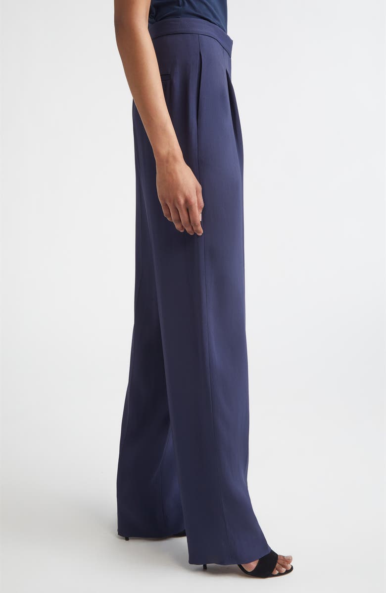 ST. JOHN Lydia Pleated Lightweight Stretch Cady Pants, Alternate, color, Midnight