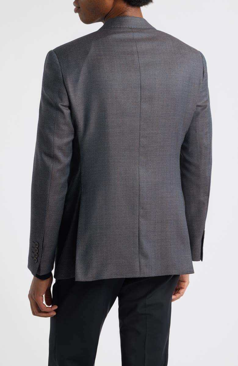 Emporio Armani Grey Wool Herringbone Sport Coat, Alternate, color, Solid Medium Grey